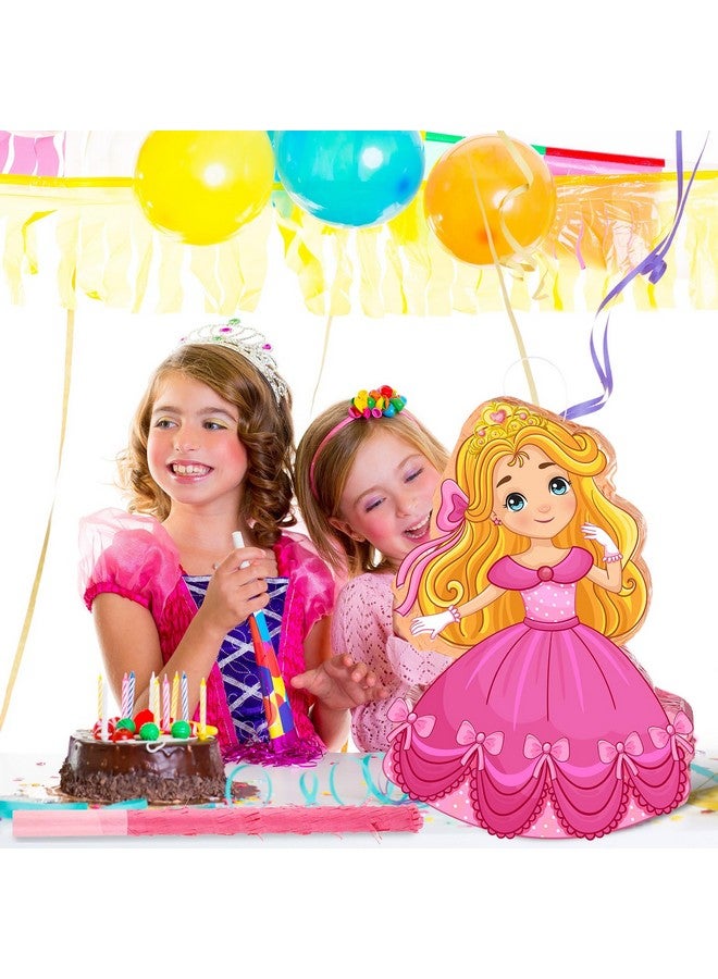 Threan Princess piñata Girl Princess Party piñata Set Include Pink Princess piñata stick Blindfold Mask Confetti for Princess Theme Girl Baby Birthday Party Supplies Decor, 16.1 x 11.4 x 3 Inch - Image 3