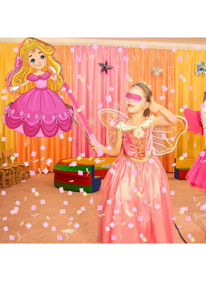 Threan Princess piñata Girl Princess Party piñata Set Include Pink Princess piñata stick Blindfold Mask Confetti for Princess Theme Girl Baby Birthday Party Supplies Decor, 16.1 x 11.4 x 3 Inch - Image 4