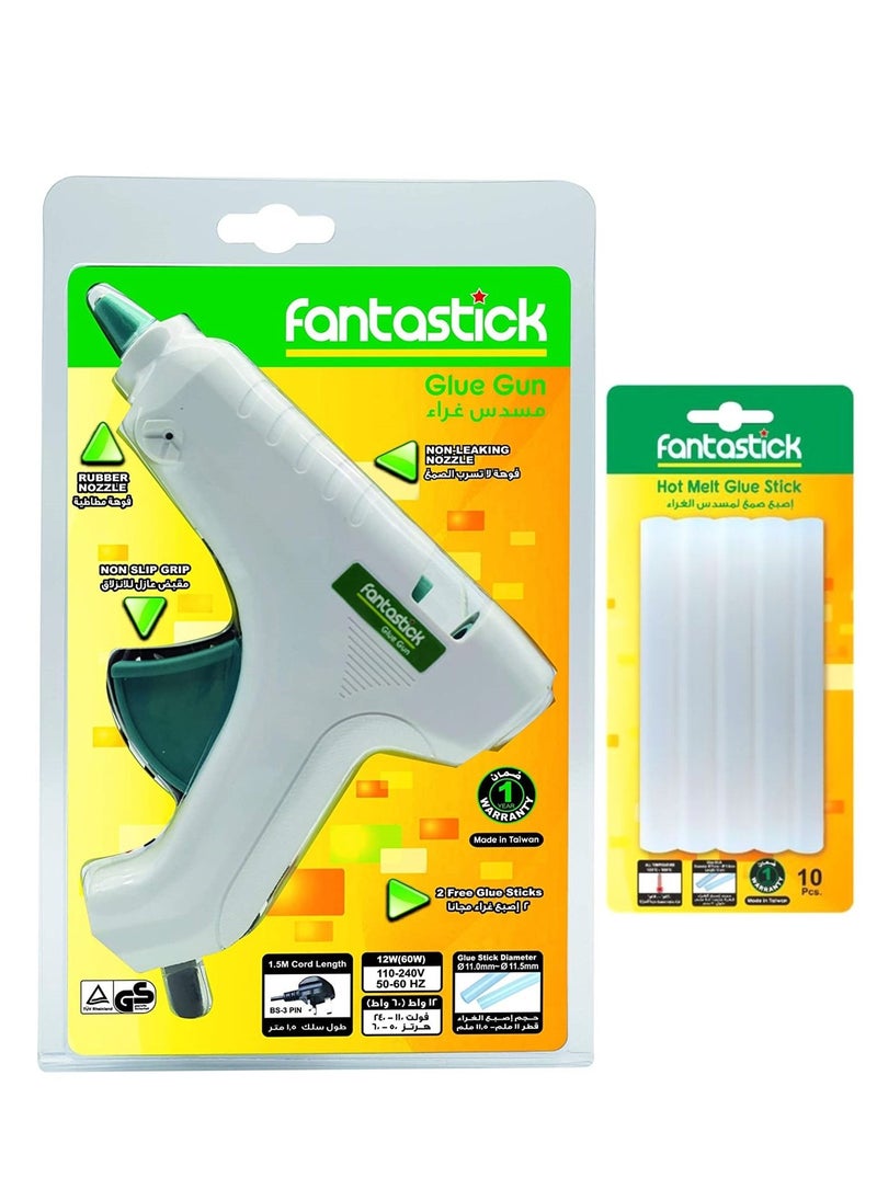 Fantastick 60 Watt Power Regular Glue Gun With A Pack of 10 Glue Sticks  - Image 1