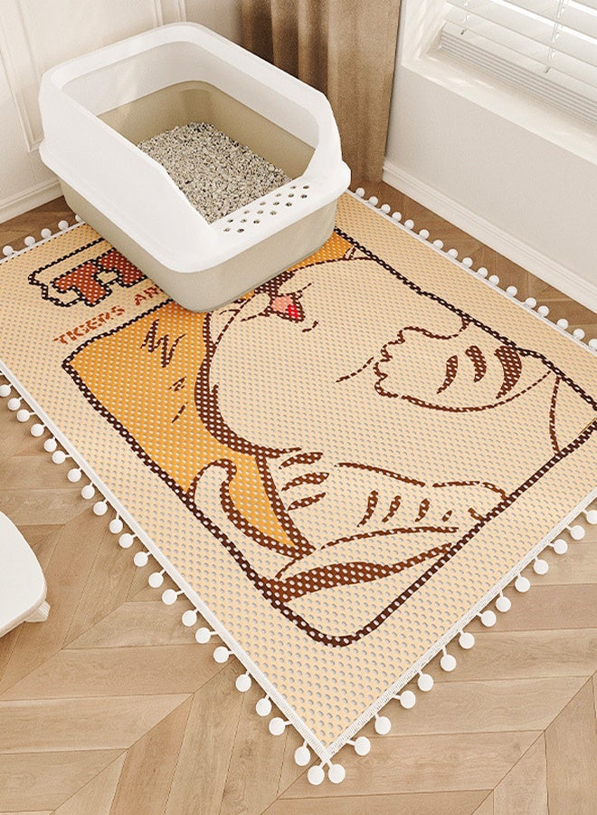 Pet Cat Litter Mat Waterproof Cat Litter Mat Splash-Proof Cat Litter Mat Non-Slip Breathable Cat Litter Box Mat Wear-Resistant and Scratch-Proof Easy to Clean (50*80cm) - Image 1