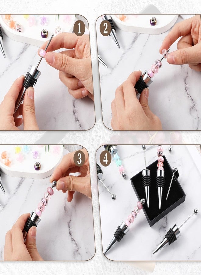 Lemecima 20 Pcs Beadable Wine Stoppers for Wine Bottles Decorative Beaded Wine Bottle Stopper Reusable Alloy Wine Saver for Beverage Gifts Holiday Party Wedding Bar (Black) - Image 3