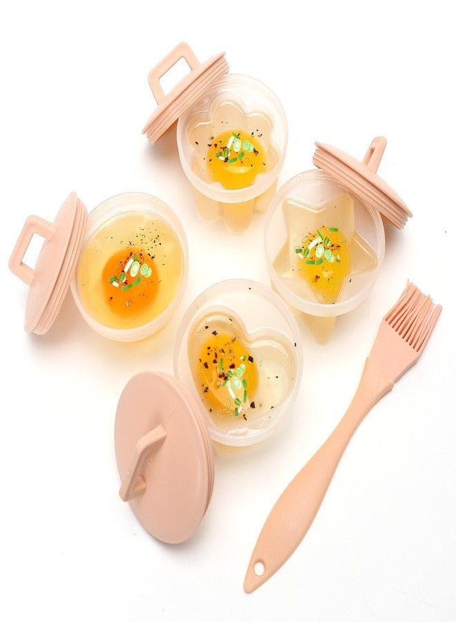 Marsrut Egg Poacher Cups Set, Egg Poacher for Microwave, Hard & Soft Mold Cups for Boiled Egg, Lids, Jello (Pink, 4 Egg Cups & 1 Oil Brush) - Image 3