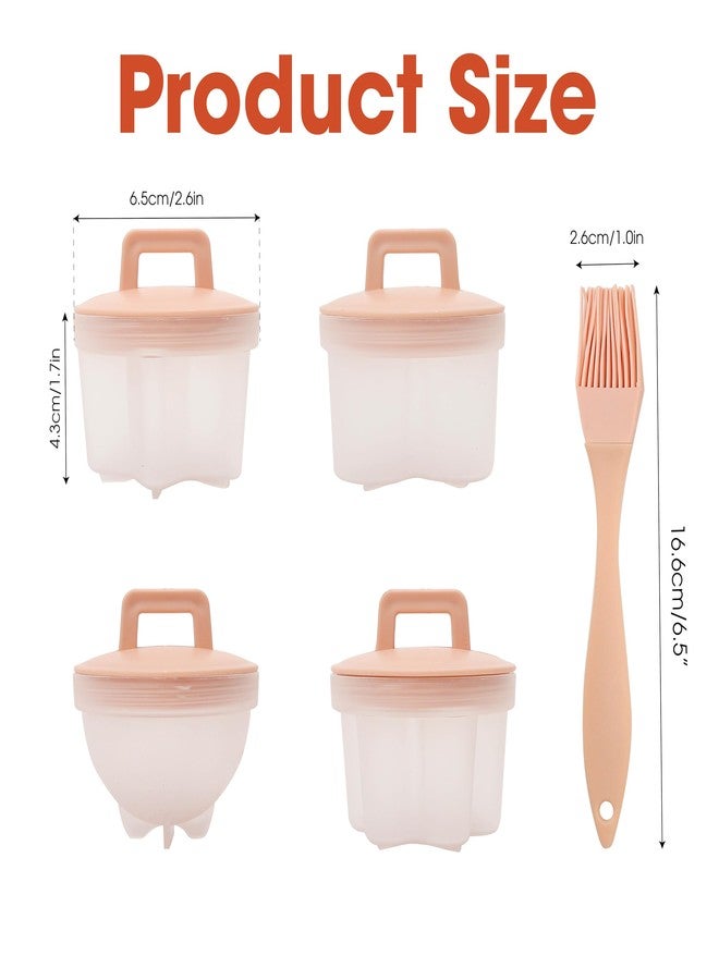 Marsrut Egg Poacher Cups Set, Egg Poacher for Microwave, Hard & Soft Mold Cups for Boiled Egg, Lids, Jello (Pink, 4 Egg Cups & 1 Oil Brush) - Image 2