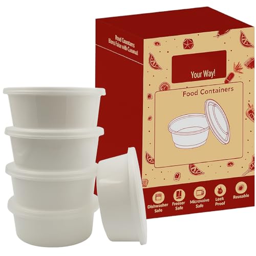 Amit Marketing Round Disposable Food Container with Air-Tight Lid | Leak-Resistant Meal Prep Box | Freezer & Dishwasher Safe | Reusable Containers for Takeaway & Food Storage - White, 250ml(50Pcs) - Image 1