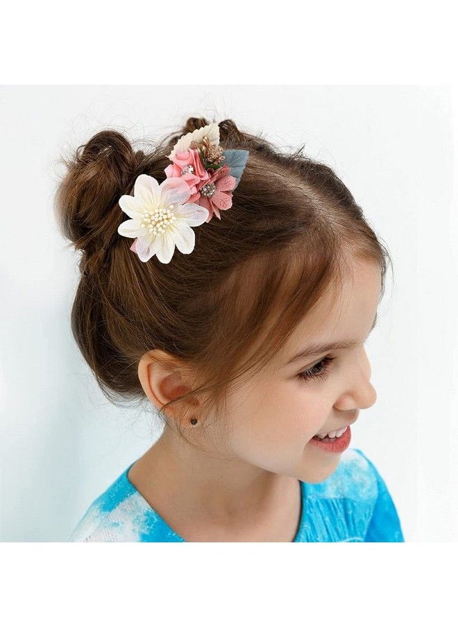 Fsmiling - 5 Inch Bulk Hair Bows For Girls Pink/Purple Flower Hair Clips For Little Girls Floral Hair Bow Toddler Kids Infants Teens Set Of 11 Pcs - Image 1