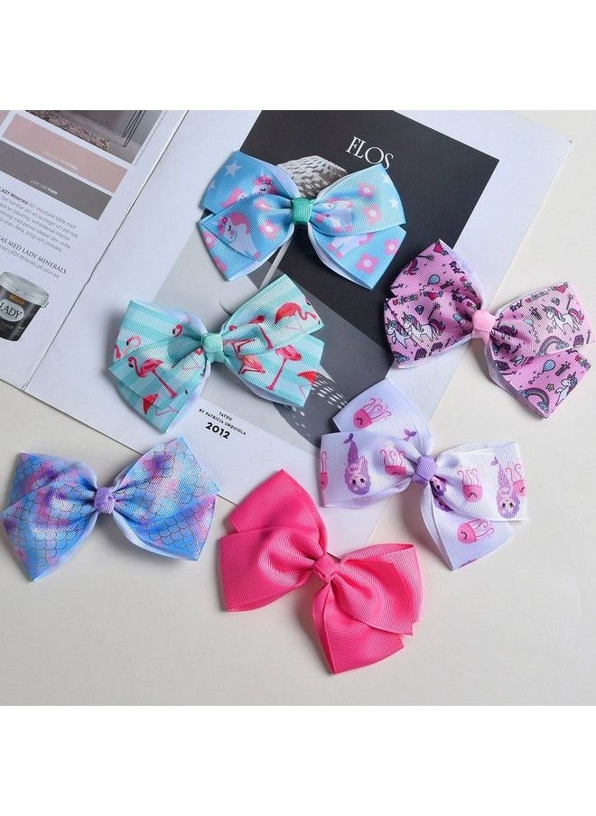 Fsmiling - 5 Inch Bulk Hair Bows For Girls Pink/Purple Flower Hair Clips For Little Girls Floral Hair Bow Toddler Kids Infants Teens Set Of 11 Pcs - Image 1