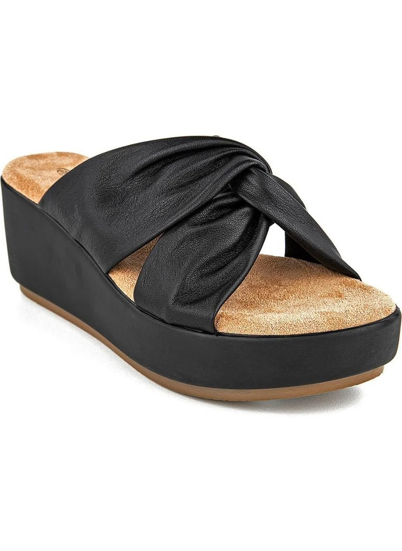 MUYA Orthopedix Budka Genuine Leather Wedge Heel Women's Slippers 33264