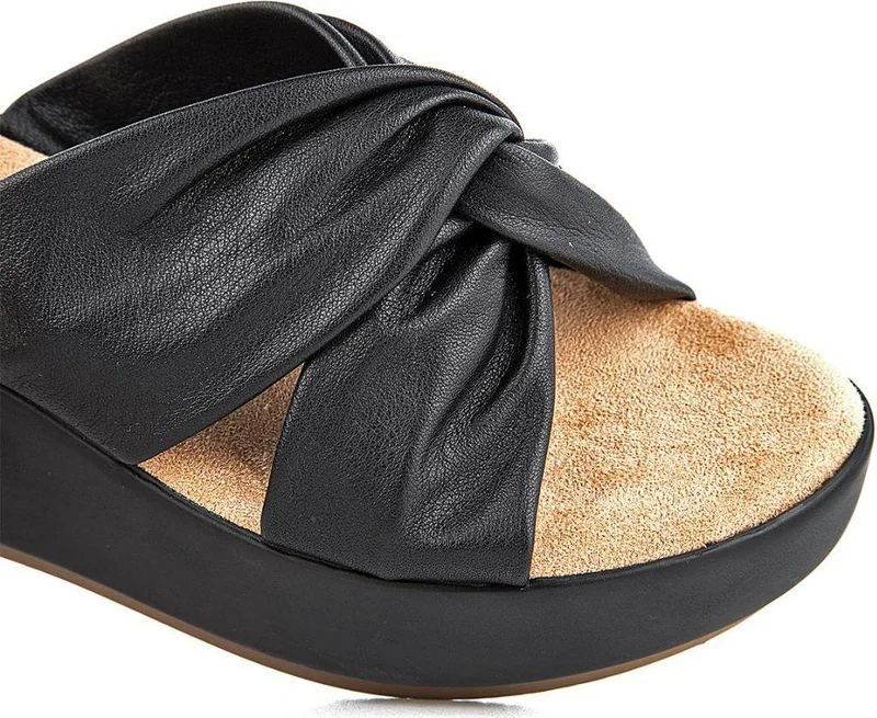 مويا Orthopedix Budka Genuine Leather Wedge Heel Women's Slippers 33264