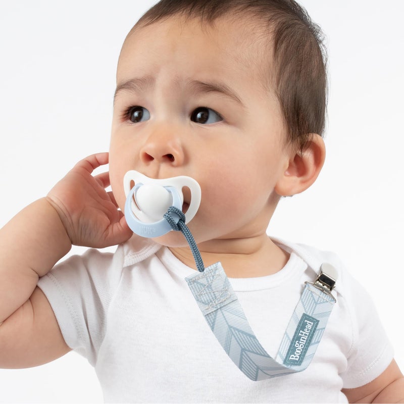 BooginHead by Infantino PaciGrip 2-Pack Pacifier Clips â€“ Universal Fit, Gentle on Clothes, Keeps Pacifiers Clean & Close, Ages 0-36 Months, Blue Arrows - Image 4
