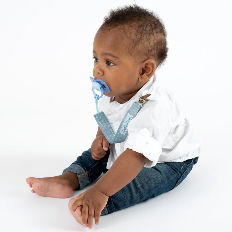 BooginHead by Infantino PaciGrip 2-Pack Pacifier Clips â€“ Universal Fit, Gentle on Clothes, Keeps Pacifiers Clean & Close, Ages 0-36 Months, Blue Arrows - Image 5