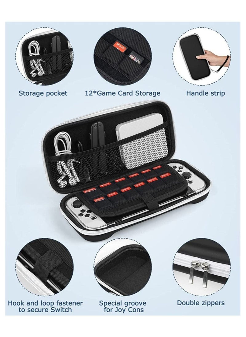 DMG TECH - Game Console Carrying Case, Hard Shell Travel Organizer Accessories with Nintendo Switch, with Screen Protector, Protective Cover Case, Kickstand, Thumb Grip Caps & Game Card Box - Image 1