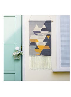 SYOSI Macrame Woven Wall Hanging Tapestry Gray & Blue Geometric Home Decor Boho Chic Art Decor Bohemian Wall Art for Apartment Dorm Room Wedding Backdrop (Grey-Geometry)  - Image 2