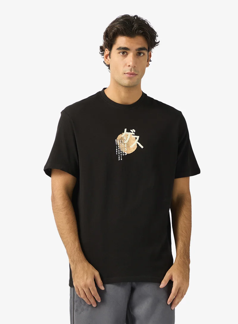 GUESS Crew Neck Art Print T-Shirt