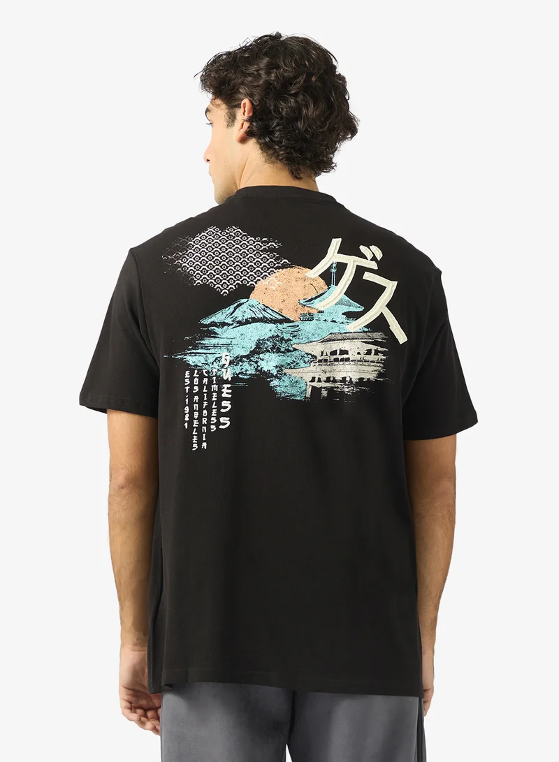 GUESS Crew Neck Art Print T-Shirt