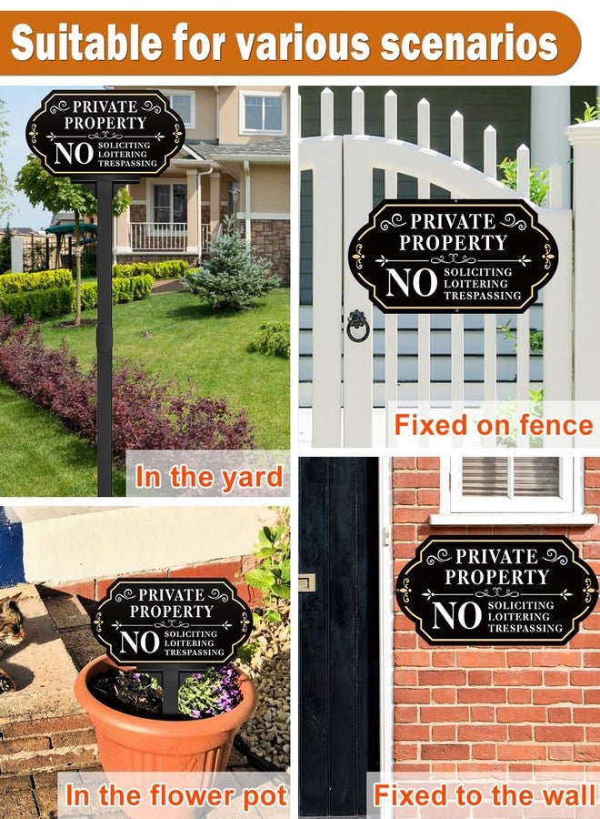 Multiwins No Soliciting Sign for House, 12" x 35" No Solicitors Sign with Stake - Home Yard Decor, Metal Aluminum,(No Soliciting, Friends Welcome) - Image 5
