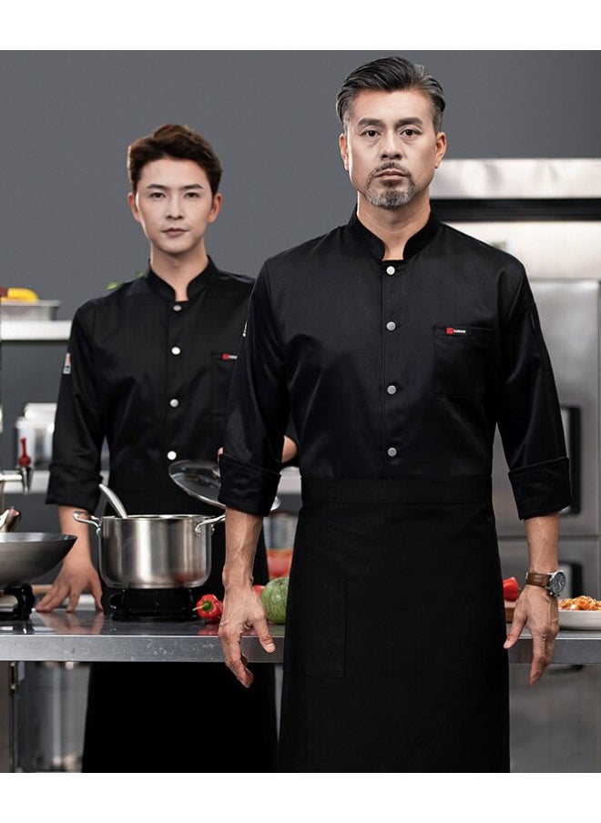 NIBEMINENT Autumn Winter Catering Chef Long Sleeved Workwear Printed  Baking Restaurant Cafeteria Kitchen Clothes Jacket  - Image 1