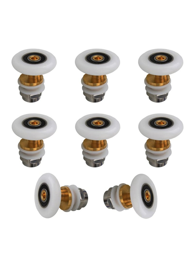 SYOSI 8PCS Bathroom Sliding Door Pulleys, Shower Door Wheels Set Quiet Glass Door Rollers Bathroom Door Glide Wheels Sliding Door Wheel Replacements Sliding Shower Door Components（White） (Large)  - Image 1