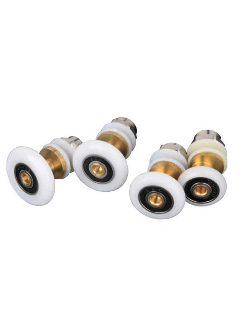SYOSI 8PCS Bathroom Sliding Door Pulleys, Shower Door Wheels Set Quiet Glass Door Rollers Bathroom Door Glide Wheels Sliding Door Wheel Replacements Sliding Shower Door Components（White） (Large)  - Image 5