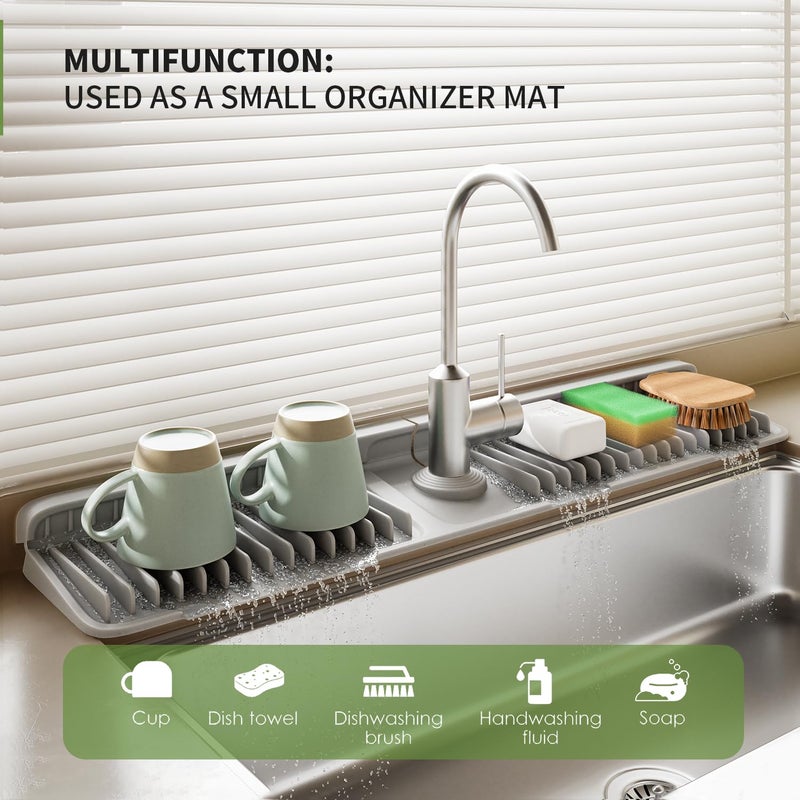 SOCORIA Faucet Mat for Kitchen Sink, 24 Inch Longer Silicone Sink Splash Guard, 7Â°Slope Fast Self-draining, Fast Drying Tidy Faucet Mat Splash Guard - Image 2