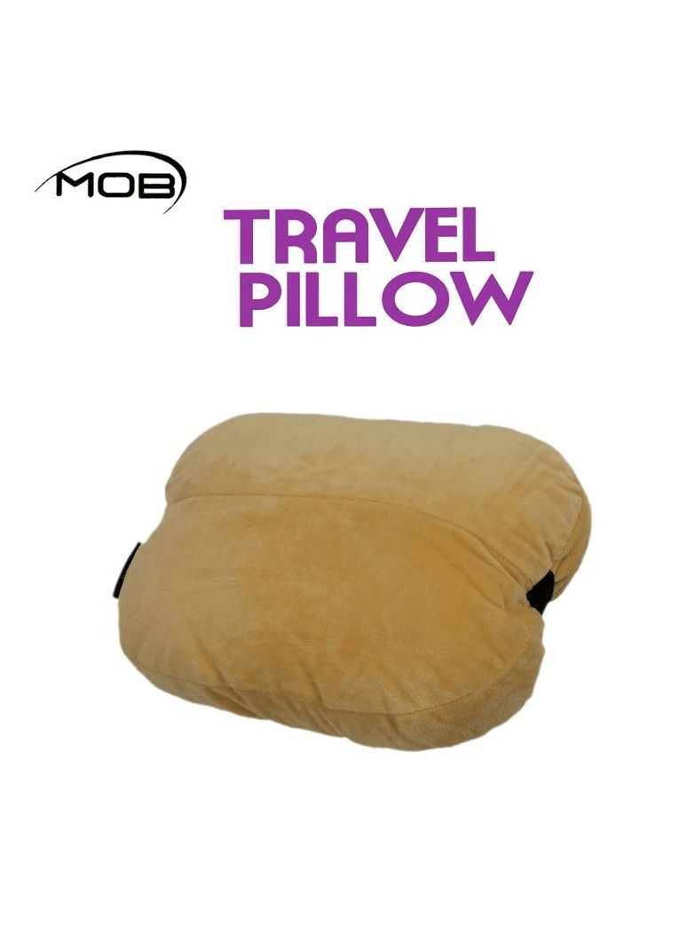 موب وسادة سفر مريحة لرقبة السيارة من الإسفنج الميموري فوم مسند رأس للسيارة مناسب عالميًا قطعة واحدة بيج - Image 1