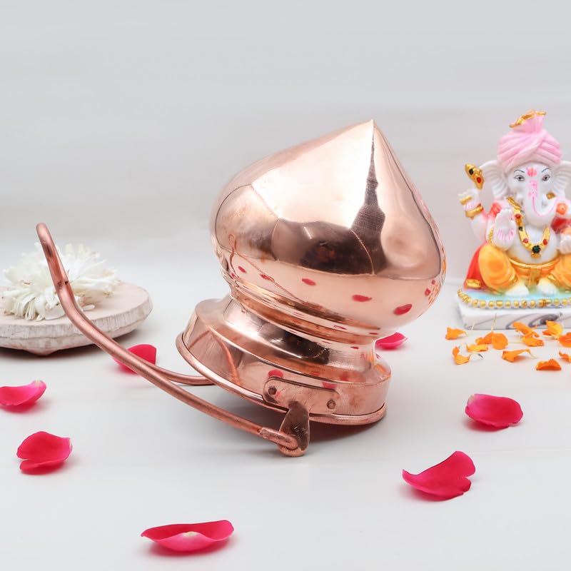 TORPPEZA Pure Copper Hindu Religion Shiv Jal Dhara | Container | Kalash lota | Abhishek Patra | Shirodhara Pot Copper Jaldhari Jalabhishekam for Shivling Abhishekam (Size : 14.5cm | Weight : 440gm) - Image 3