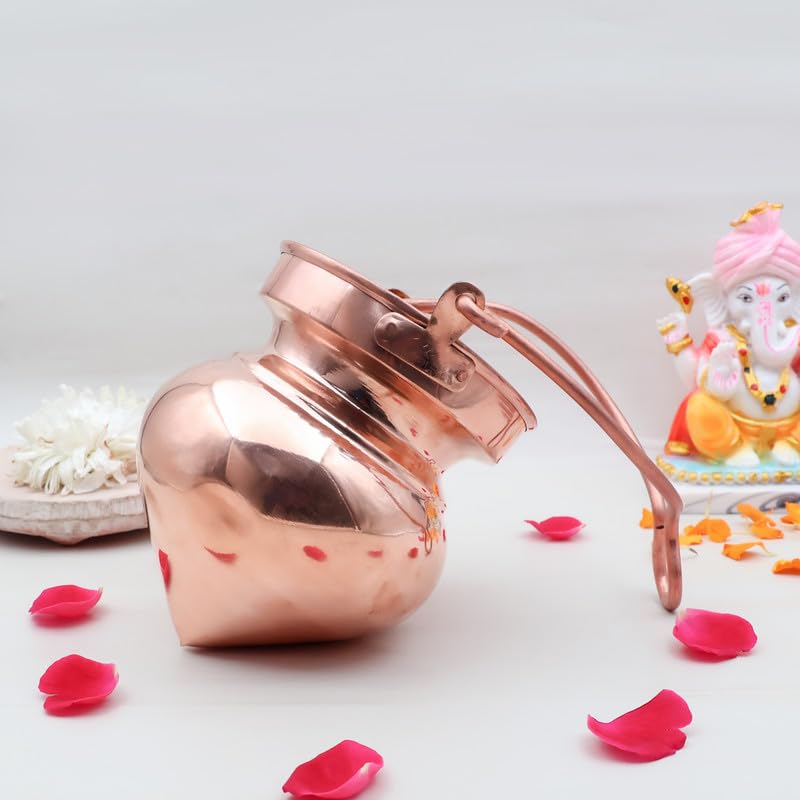 TORPPEZA Pure Copper Hindu Religion Shiv Jal Dhara | Container | Kalash lota | Abhishek Patra | Shirodhara Pot Copper Jaldhari Jalabhishekam for Shivling Abhishekam (Size : 14.5cm | Weight : 440gm) - Image 2