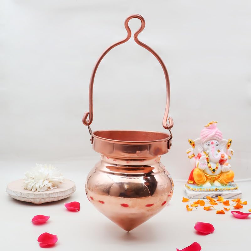 TORPPEZA Pure Copper Hindu Religion Shiv Jal Dhara | Container | Kalash lota | Abhishek Patra | Shirodhara Pot Copper Jaldhari Jalabhishekam for Shivling Abhishekam (Size : 14.5cm | Weight : 440gm) - Image 1
