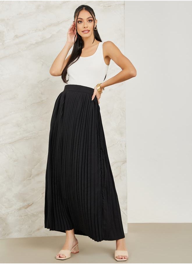Styli Pleated Flared Maxi Skirt  - Image 1