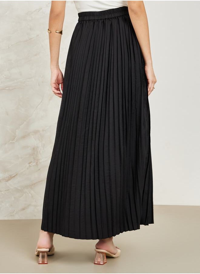 Styli Pleated Flared Maxi Skirt  - Image 4