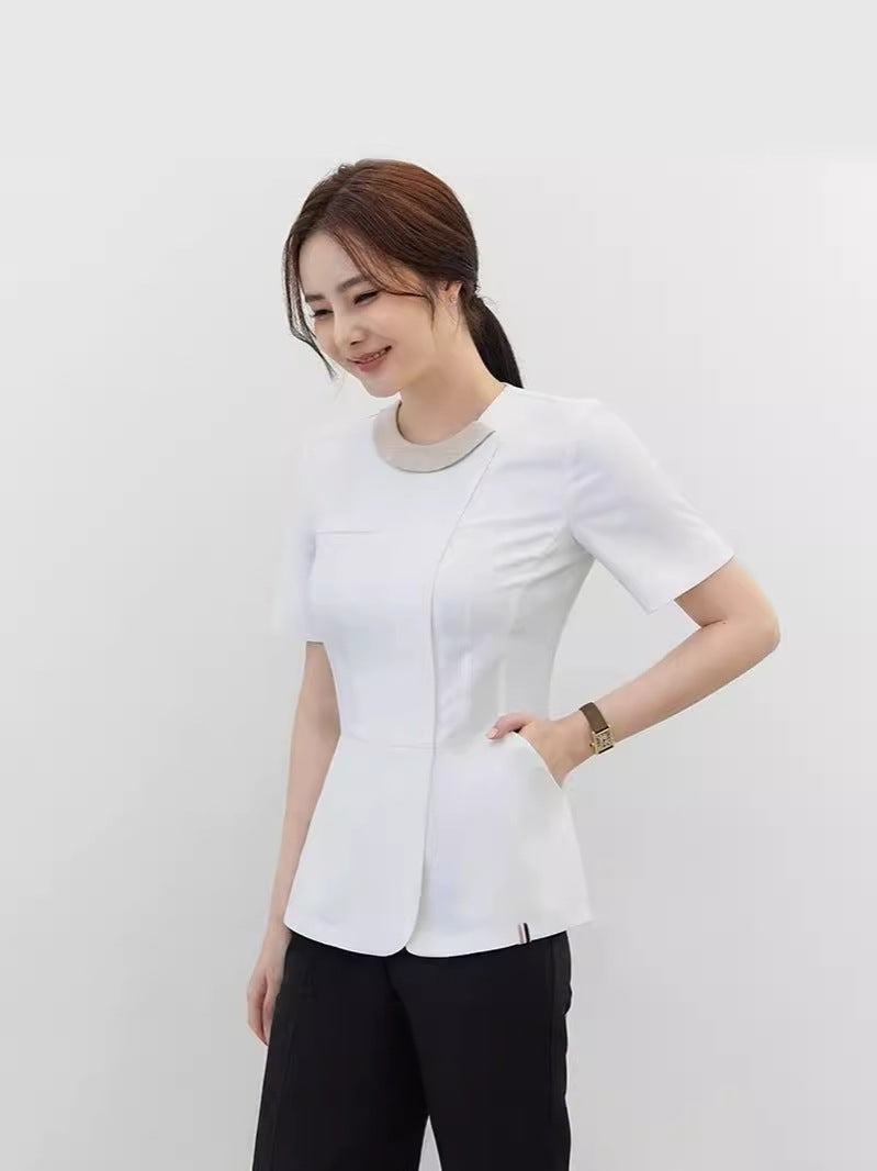 Korean Style Nurse Clothes, Summer Hand Wash Clothes, Short-Sleeved Doctor Clothes, Hand Scrub Clothes, Female Beauty Salon Skin Tube Physiotherapy Clothes - Image 2