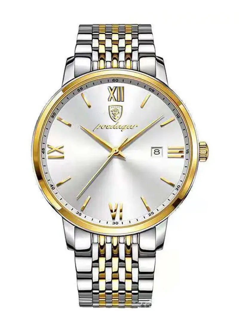 POEDAGAR Men’s Quartz Alloy Case and Stainless Steel Band Wristwatch 42mm 