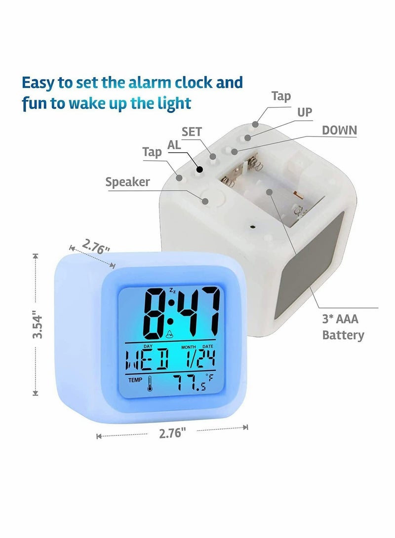 Excefore Kids Alarm Clock Wake Up Easy Setting Digital Travel, Large Display Time-Date-Alarm, Bedside Clock Handheld Size, LED Night Light Clock, Gift Idea - Image 4