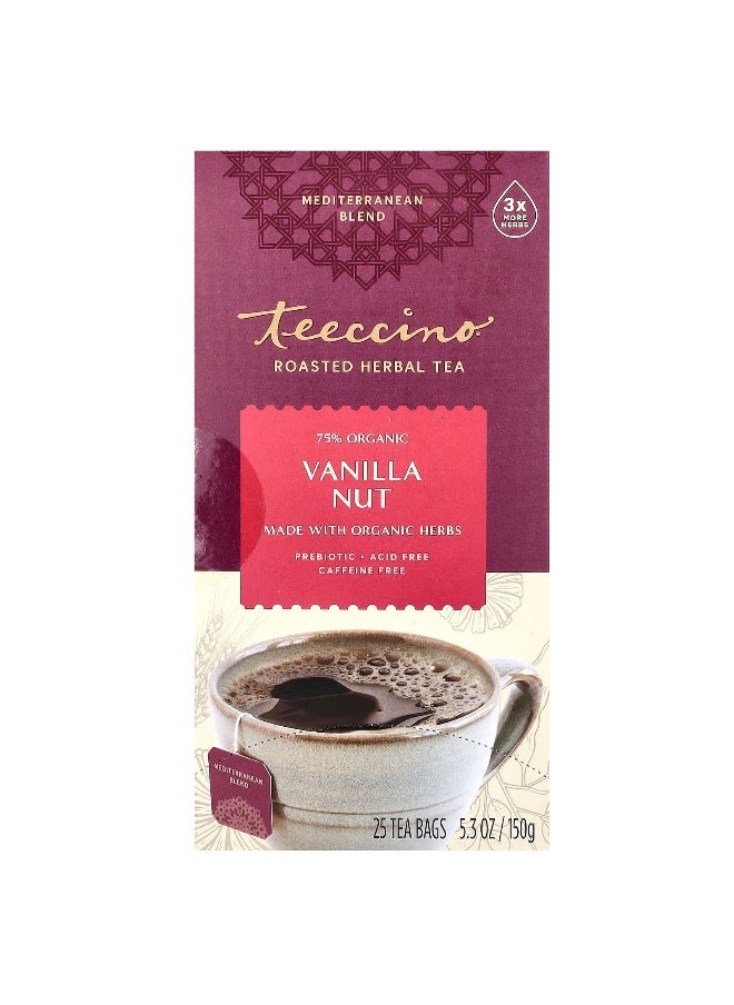 teeccino - Teeccino, Roasted Herbal Tea, Vanilla Nut, Caffeine Free, 25 Tea Bags, 5.3 oz (150 g) - Image 1