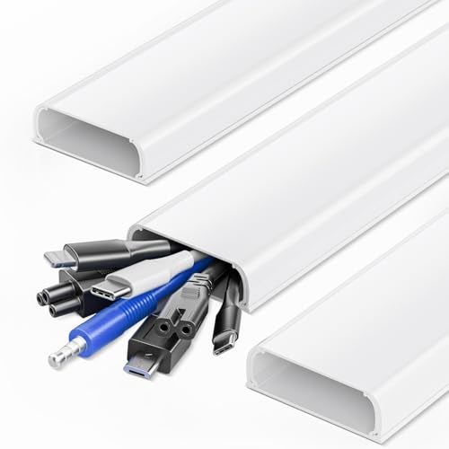 Yecaye 47in XX-Large Cord Hider Wall Mounted TV, Pre-drilled Cord Cover, Wire Hiders for TV on Wall, Paintable Cable Cover, 3 X L15.7in W2.36 H0.75 - Image 1