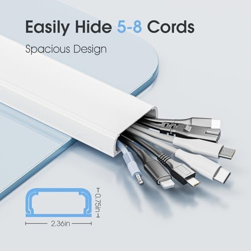 Yecaye 47in XX-Large Cord Hider Wall Mounted TV, Pre-drilled Cord Cover, Wire Hiders for TV on Wall, Paintable Cable Cover, 3 X L15.7in W2.36 H0.75 - Image 2