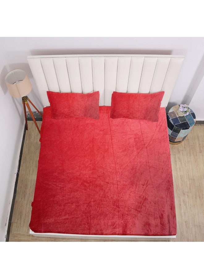 RD TREND 250 GSM Flannel Warm Elastic Fitted Bedsheets for Winter, King Size (78x72x8 Inch), 2 Pillow Covers (18x28 Inch) (Orange, King) - Image 4