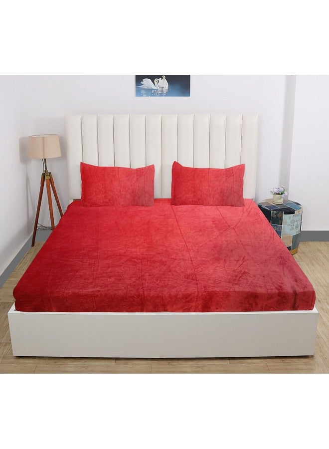 RD TREND 250 GSM Flannel Warm Elastic Fitted Bedsheets for Winter, King Size (78x72x8 Inch), 2 Pillow Covers (18x28 Inch) (Orange, King) - Image 5