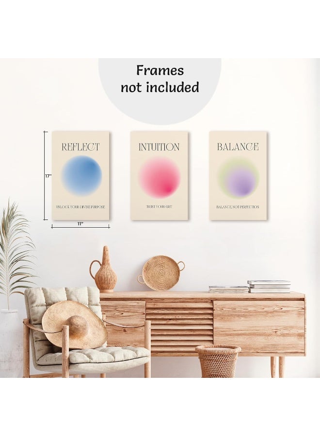 Throwback Traits Mind Body Soul Wall Art Aura Posters - Gradient For Spiritual Affirmation Home, Yoga & Office Decor 6 Set Pastel Size 11 X 17'' - Image 4