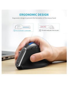 Excefore Ergonomic Mouse, Wireless Vertical Mouse, Rechargeable Optical Mice, 6 Button Vertical Mouse with USB Receiver, Silent Mouse with Adjustable DPI 1000/1600/2400, Compatible with Windows and MAC OS  - Image 2