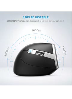 Excefore Ergonomic Mouse, Wireless Vertical Mouse, Rechargeable Optical Mice, 6 Button Vertical Mouse with USB Receiver, Silent Mouse with Adjustable DPI 1000/1600/2400, Compatible with Windows and MAC OS  - Image 5