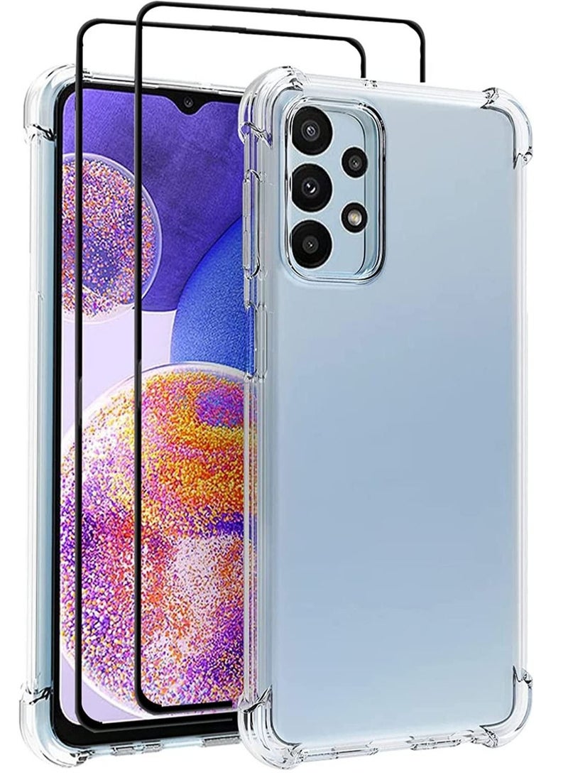 ELTRAZONE [1+2] Case for Samsung Galaxy A23 4G with Tempered Glass Screen Protector (2 Pcs) Clear Gradient Soft TPU Bumper Slim Shockproof Protective Cover (Galaxy A23 4G, Clear) - Image 1