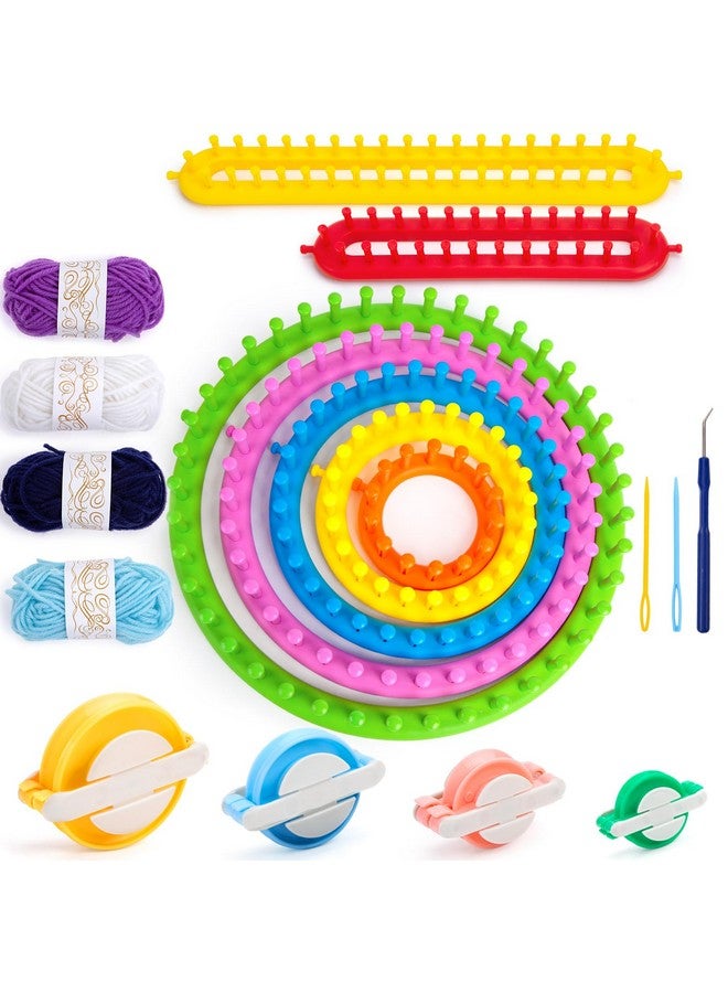VGoodall 18Pcs Knitting Loom Set, Round Knitting Looms Rectangle Knitting Looms Pompom Maker With Yarn Skeins Acrylic Knitting Crochet Supplies For Hat Scarf Shawl Sweater Sock - Image 1