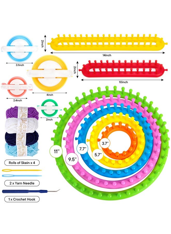 VGoodall 18Pcs Knitting Loom Set, Round Knitting Looms Rectangle Knitting Looms Pompom Maker With Yarn Skeins Acrylic Knitting Crochet Supplies For Hat Scarf Shawl Sweater Sock - Image 2