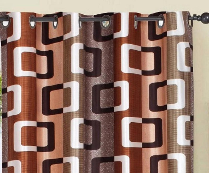 Immix 4 Piece Geometrical Panel Eyelet Polyester Bedroom Curtains 7 Feet Set of 4 pcs Room Darkening Washable_CrtnBoxxP4Crv  - Image 2