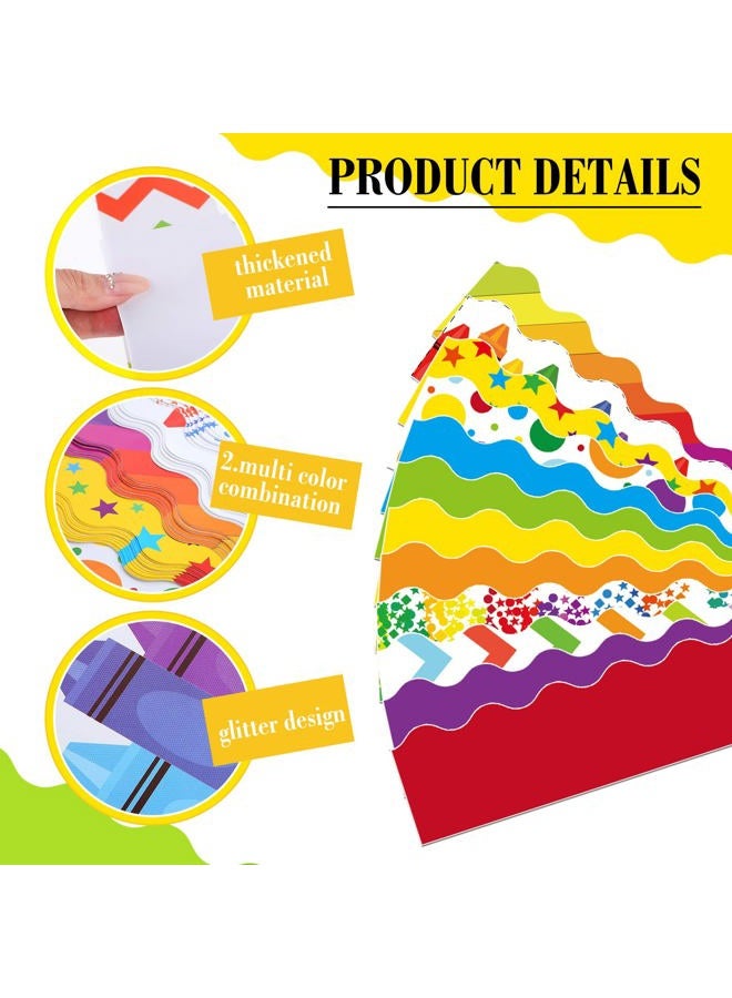 Geyee 240 Pcs 236ft Holiday Bulletin Board Borders Colorful Rainbow Scalloped Border Trim Bulk Bulletin Border Decor for Classroom Back to School Decor(Fresh Style) - Image 3