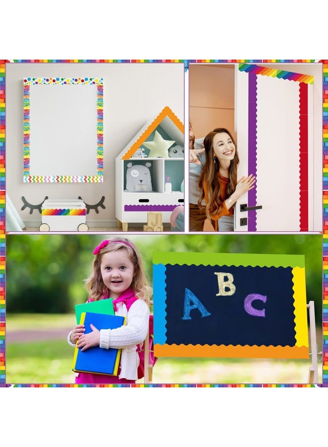 Geyee 240 Pcs 236ft Holiday Bulletin Board Borders Colorful Rainbow Scalloped Border Trim Bulk Bulletin Border Decor for Classroom Back to School Decor(Fresh Style) - Image 5