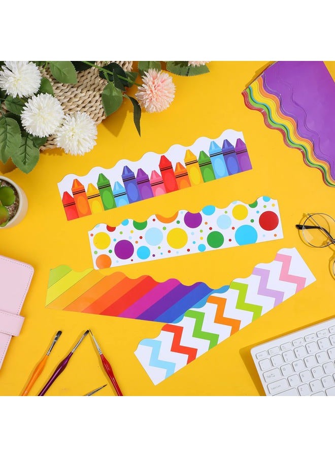 Geyee 240 Pcs 236ft Holiday Bulletin Board Borders Colorful Rainbow Scalloped Border Trim Bulk Bulletin Border Decor for Classroom Back to School Decor(Fresh Style) - Image 4