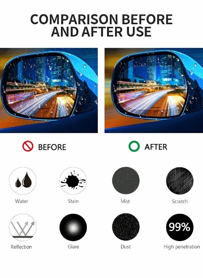 GROIC 4 Pieces Car Rearview Mirror Film Rainproof Waterproof Mirror Film Anti Fog Clear Nano Coating Car Film, Protective Film Sticker for Car Rear View Mirrors and Side Windows  - Image 2
