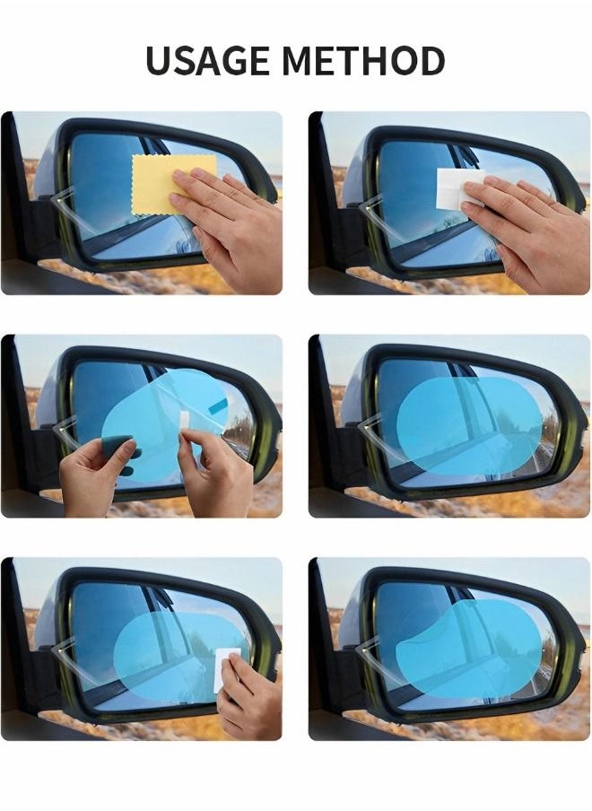 GROIC 4 Pieces Car Rearview Mirror Film Rainproof Waterproof Mirror Film Anti Fog Clear Nano Coating Car Film, Protective Film Sticker for Car Rear View Mirrors and Side Windows  - Image 4