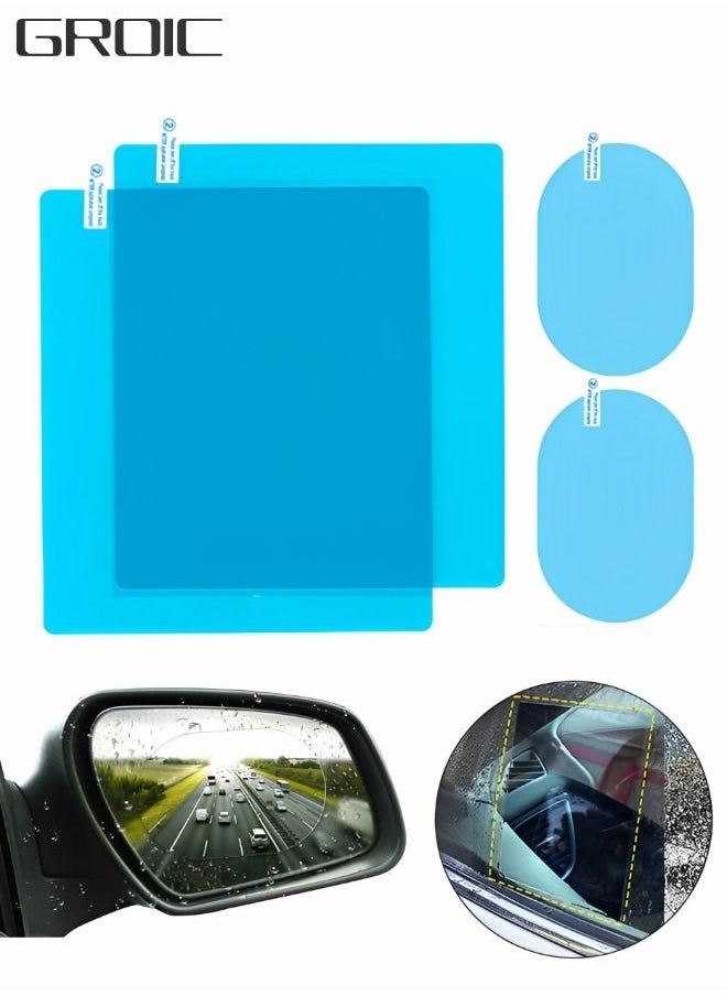 GROIC 4 Pieces Car Rearview Mirror Film Rainproof Waterproof Mirror Film Anti Fog Clear Nano Coating Car Film, Protective Film Sticker for Car Rear View Mirrors and Side Windows  - Image 1